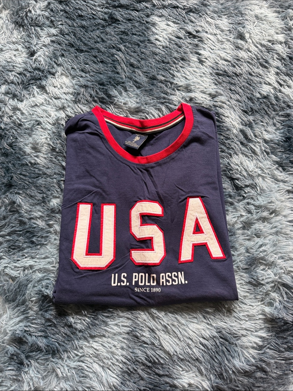 U.S. Polo Assn. Navy Tee with Red USA Applique